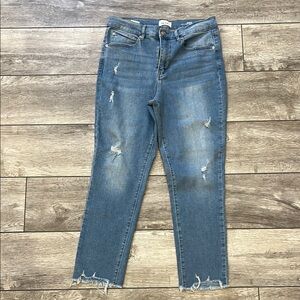 Nicole Miller Blue Cropped Jeans with Raw Hem